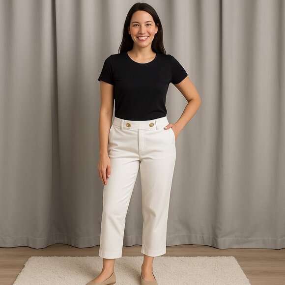 Talbots Pants - Talbots Womens Petite White Cotton Stretch Capris Pants Size 10P